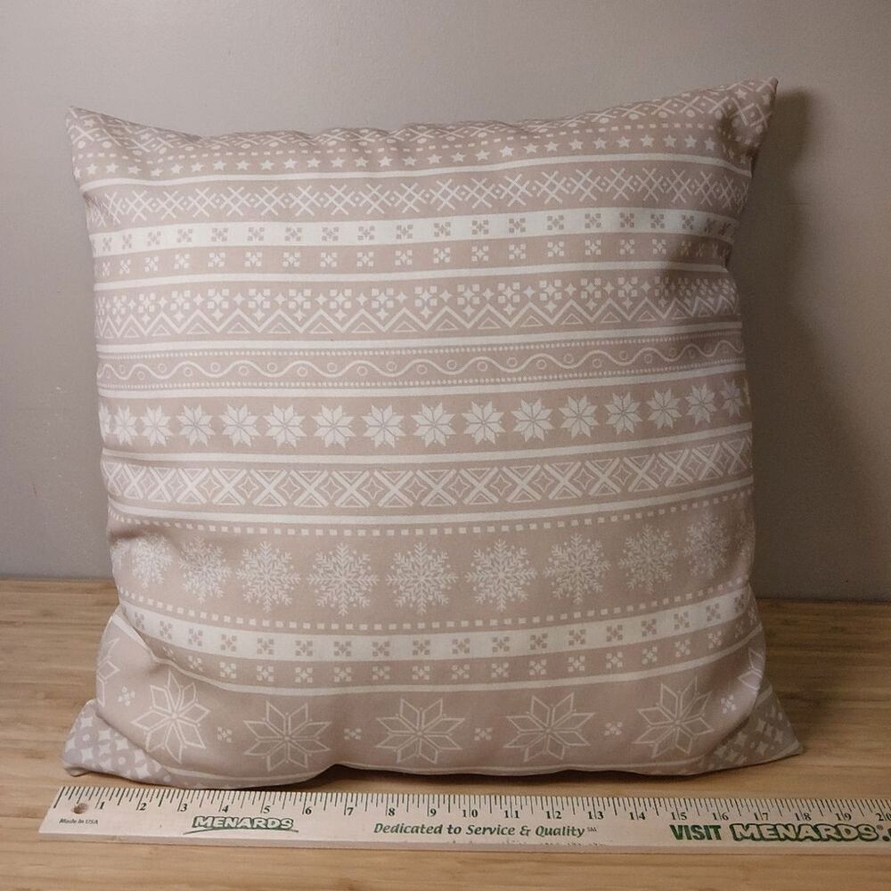 Snowflake Dreams Holiday Pillow By Adornly Home Cream Beige 19"
